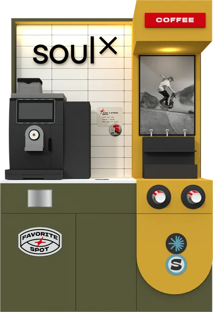 SOUL x COFFEE Station mit Bildschirm